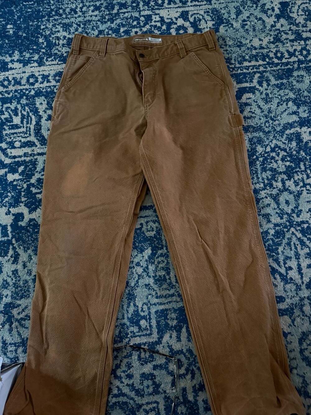 Carhartt Rugged Flex Relaxed Fit .36x32 . bleach spots on the front legs